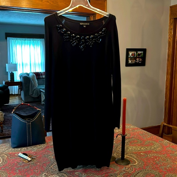 Black Ann Taylor jeweled sweater dress - Picture 1 of 3